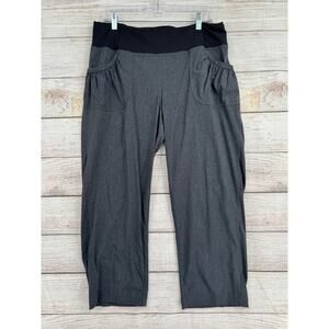 prAna Summit Pull On Pants Womens XL Heathered Gray Black Stretch